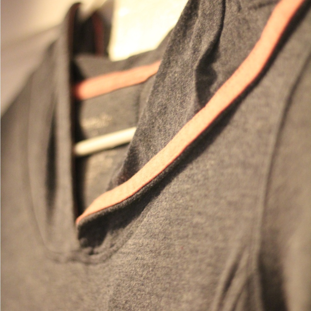 Grey Athletic Long-Sleeve w/Coral Accent